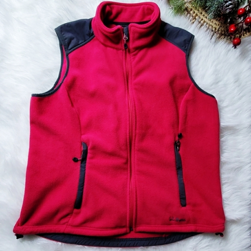 LL Bean Womens Pink Mauve Fleece Lined Vest Large - Picture 1 of 4